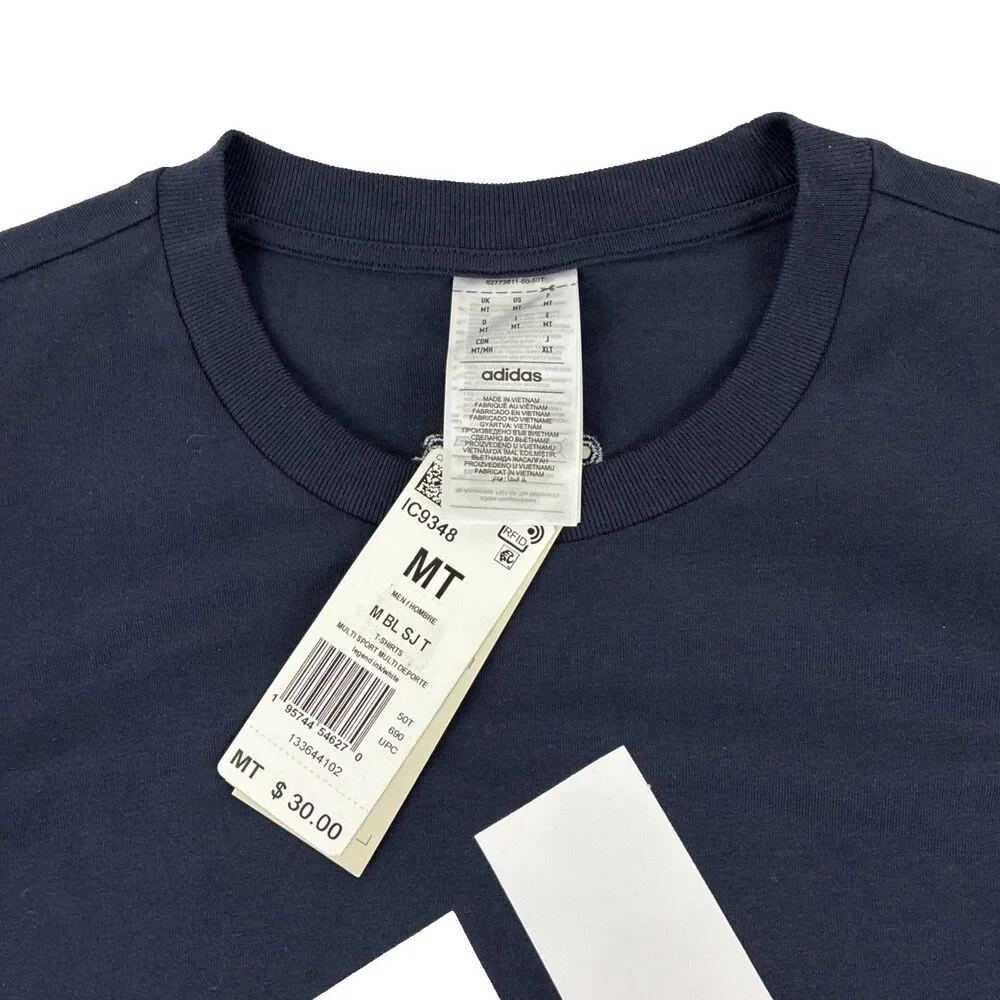 New adidas Mens Big & Tall Size Medium Tall MT T-Shirt Top Navy/White IC9348 NWT